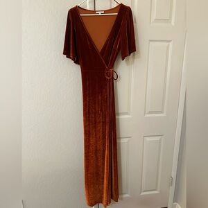 Baltic Born Rust Velvet Maxi Dress